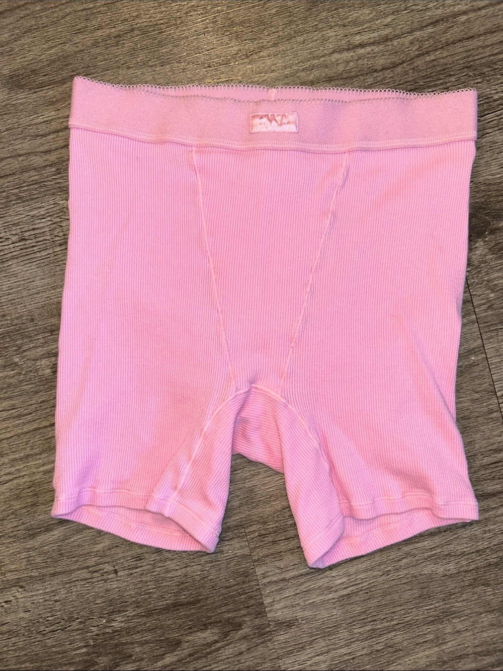 SKIMS Cotton Rib Boxer Shorts Pink Ribbed Lounge Sleep Shorts Size S
